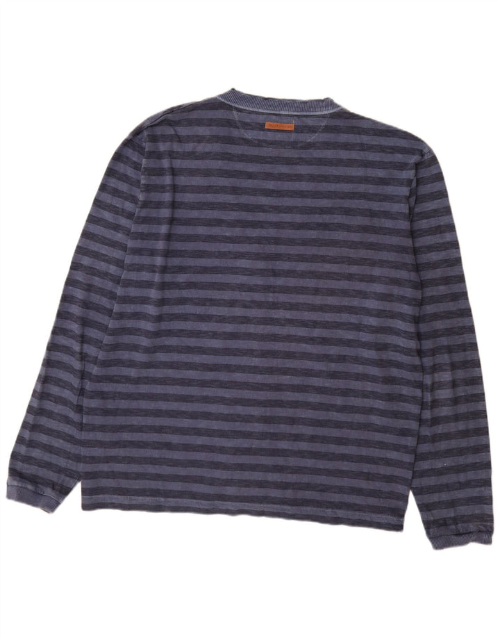 Marlboro Classics Cardigan pour homme en coton rayé bleu 2XL