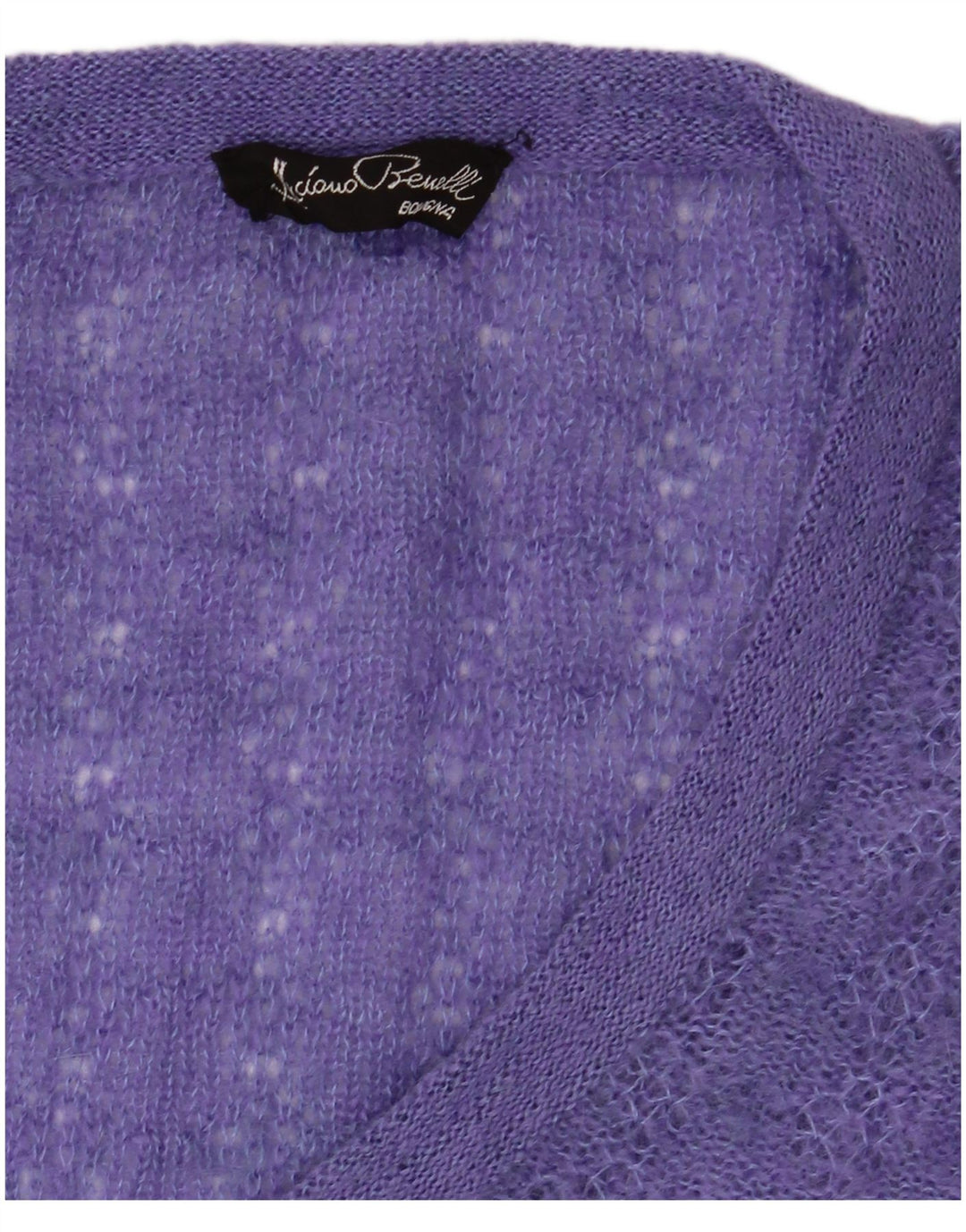 VINTAGE Pull à manches courtes et col en V pour femme UK 14 Violet moyen
