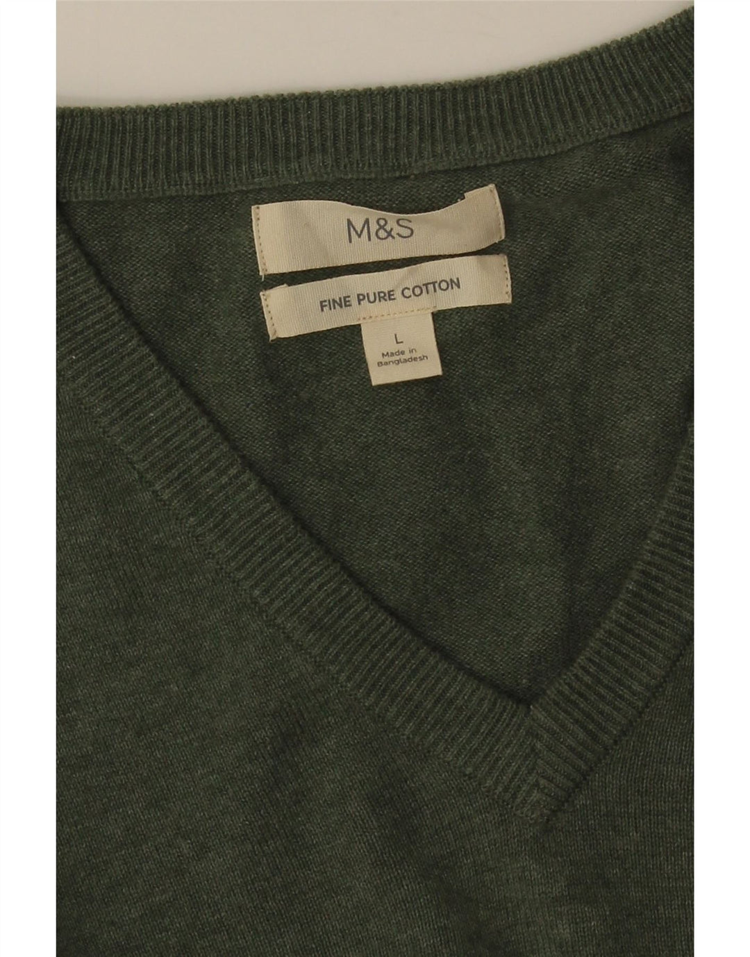 MARKS & SPENCER Pull col V pour homme en coton vert Taille L