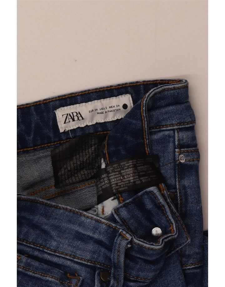 Zara Jean évasé pour femme EU 34 2XS W24 L32 Bleu Coton