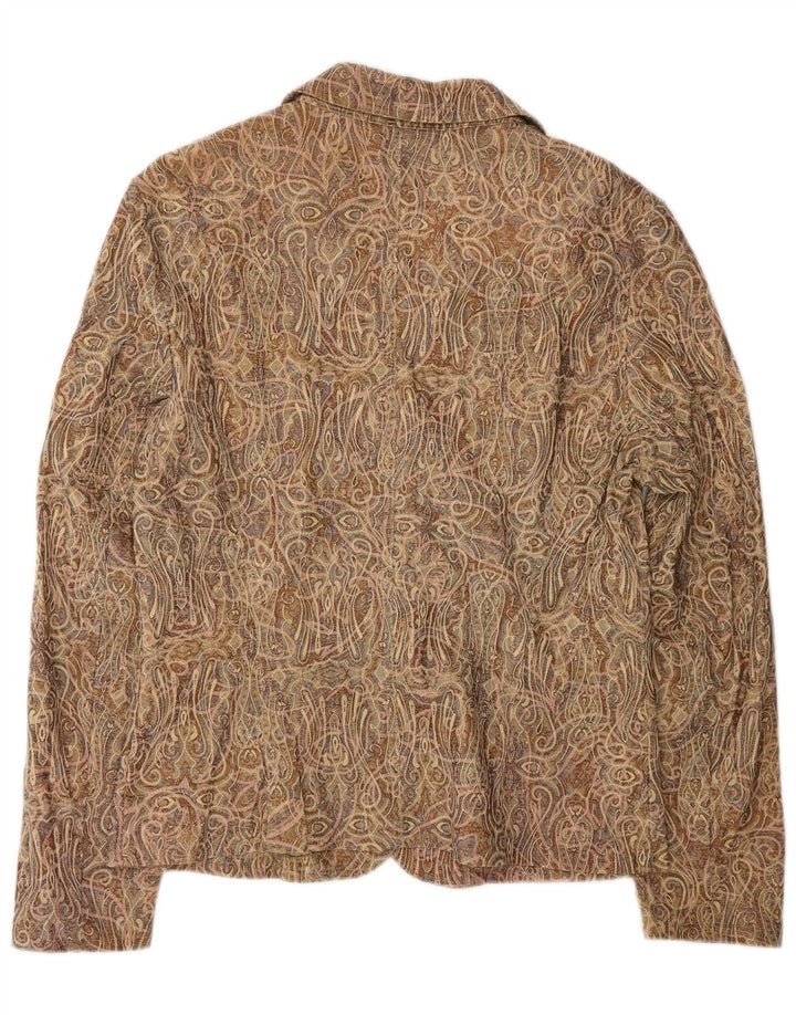 VINTAGE Womens 3 Button Blazer Jacket UK 10 Small Brown Paisley Cotton