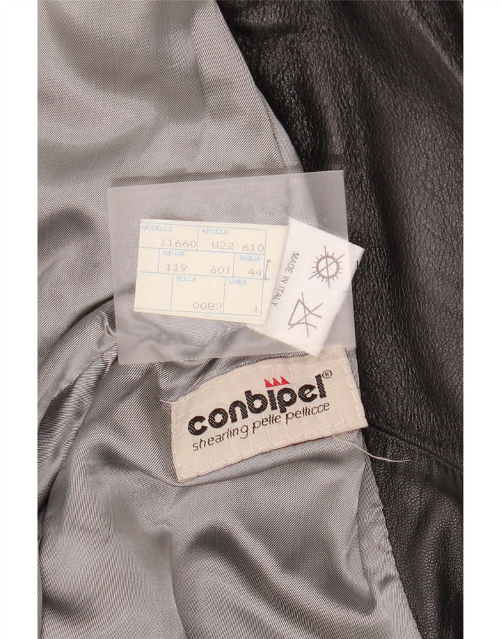 Conbipel Blouson Motard En Cuir Femme IT 44 Cuir Noir Moyen