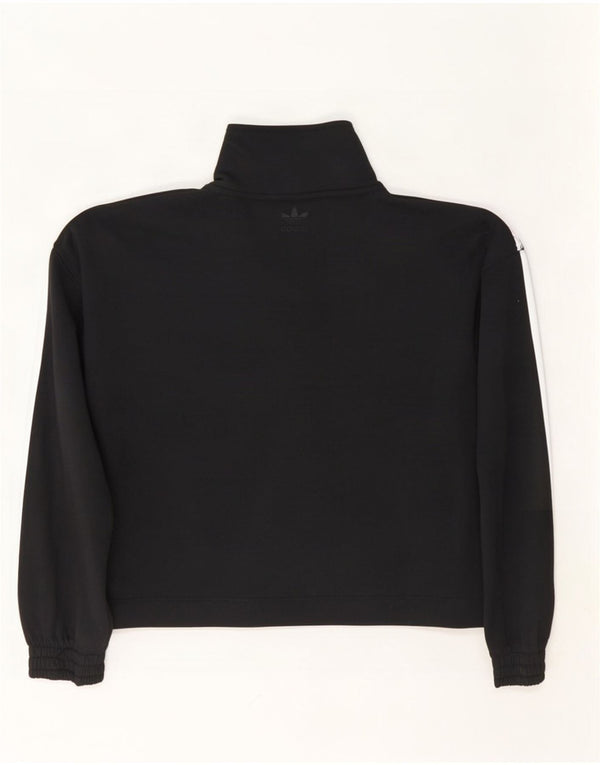 Adidas Sweat-shirt court surdimensionné à col boutonné pour femme UK 8 Petit Noir