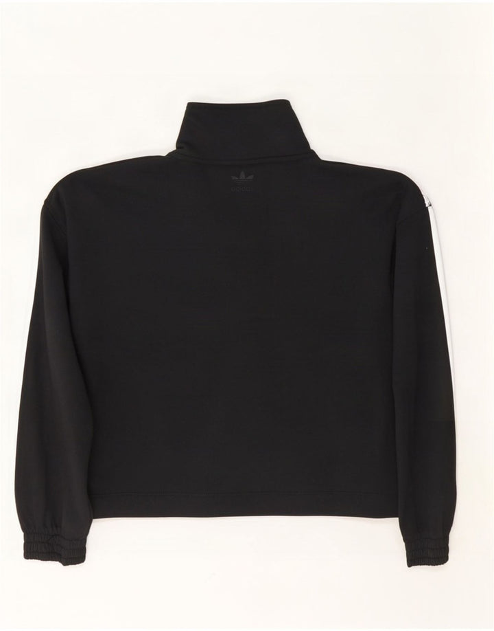 Adidas Sweat-shirt court surdimensionné à col boutonné pour femme UK 8 Petit Noir