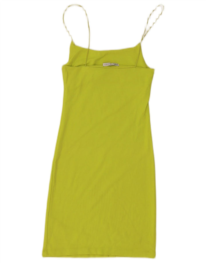 Zara Robe d'été pour femme UK 12 en coton vert moyen
