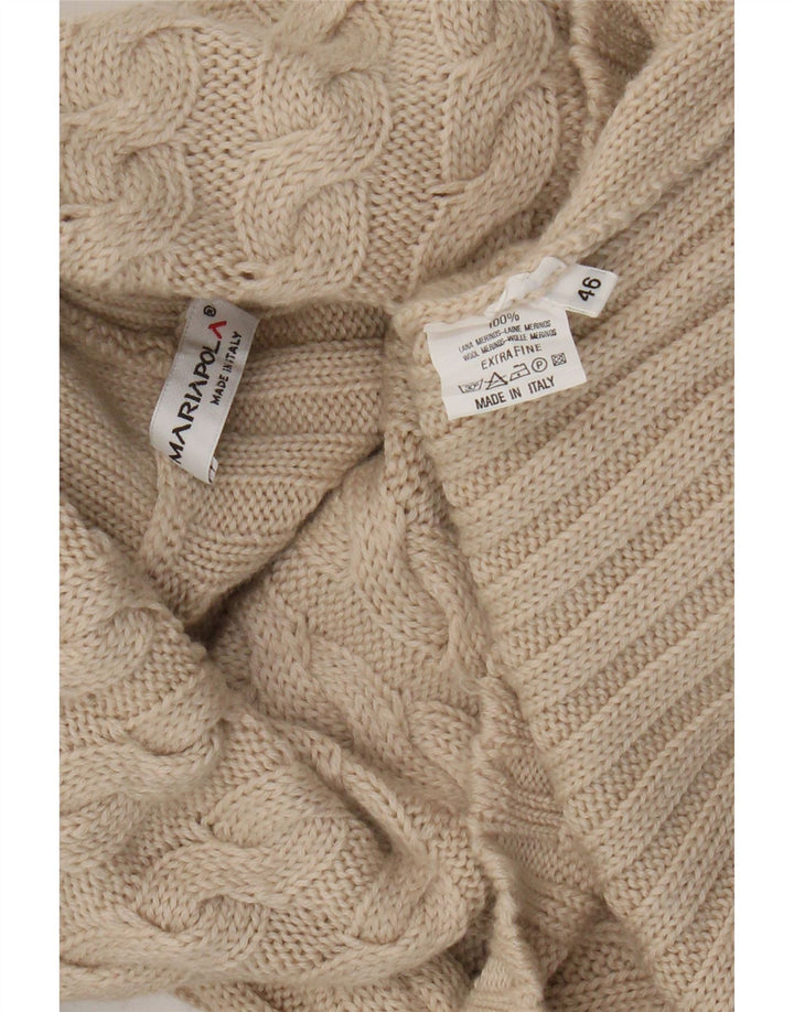 Mariapola Pull col roulé pour femme IT 46 Large laine mérinos beige