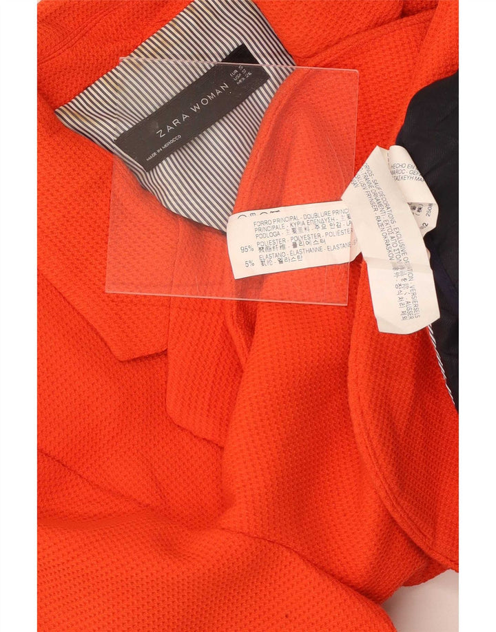 Zara Veste Blazer 1 Bouton Femme UK 10 Petit Orange Polyester