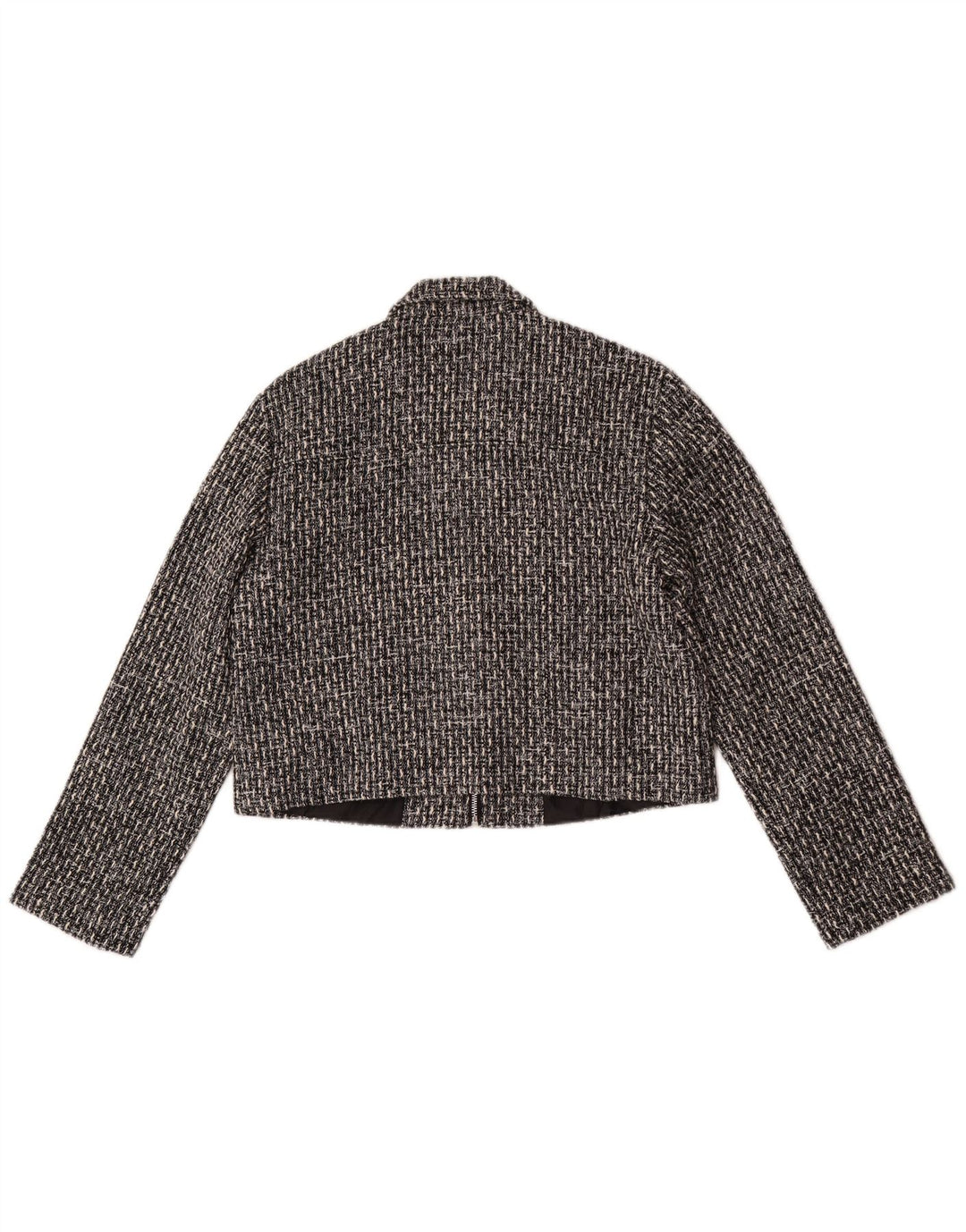 Les Copains Womens Crop Bomber Jacket UK 14 Gris Moyen à Carreaux Polyester