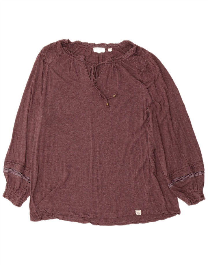 FAT FACE Chemisier surdimensionné à manches longues pour femme UK 10 Small Marron Viscose