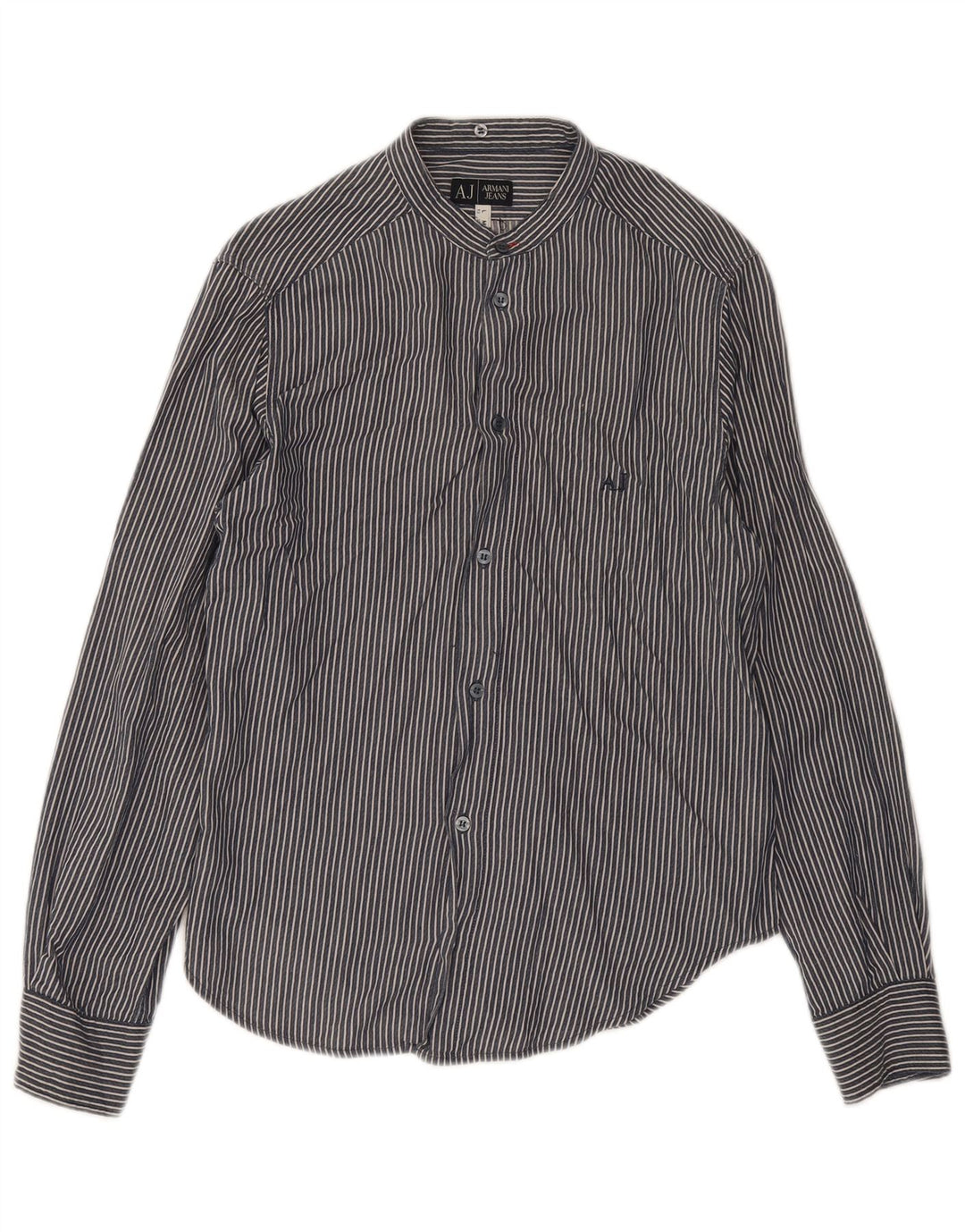 Armani Jeans Chemise Homme Large Bleu Marine Rayé Coton