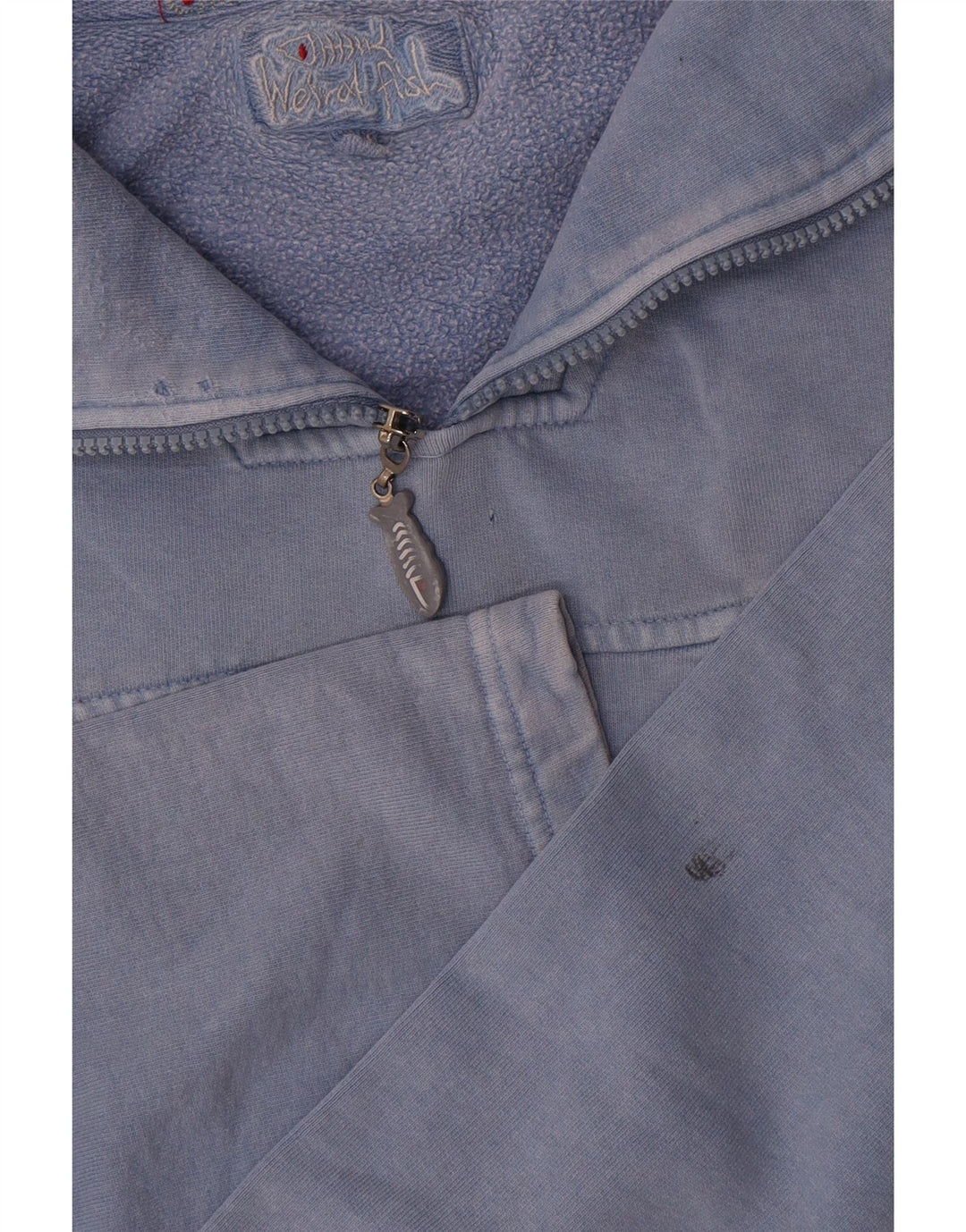 Weird Fish Sweat-Shirt Col Zippé Homme Bleu Moyen Coton