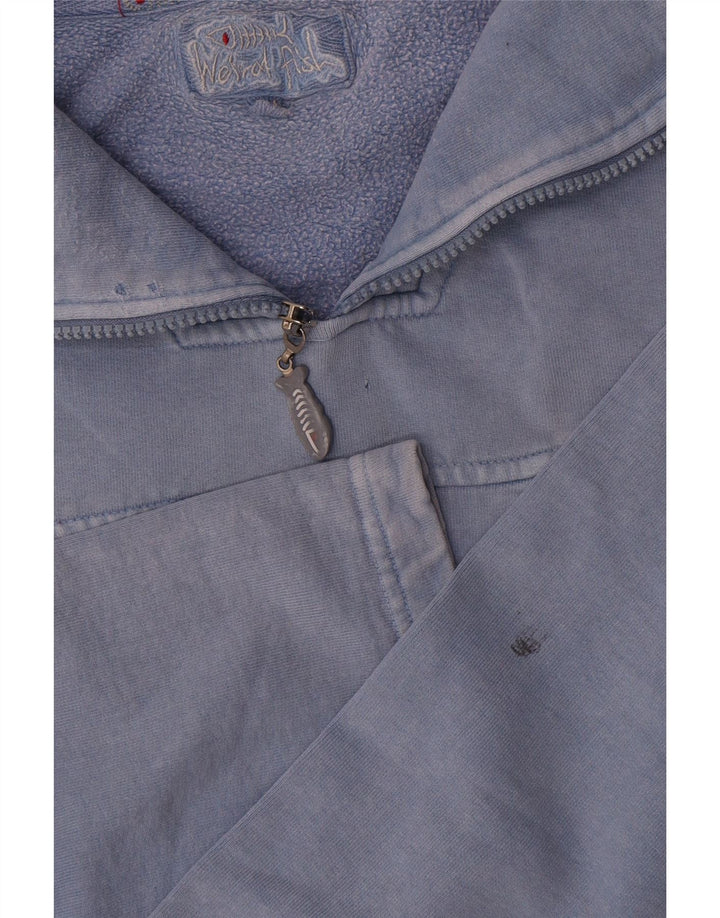 Weird Fish Sweat-Shirt Col Zippé Homme Bleu Moyen Coton