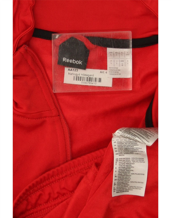 Reebok Veste de survêtement pour homme Large Rouge Colorblock Polyester