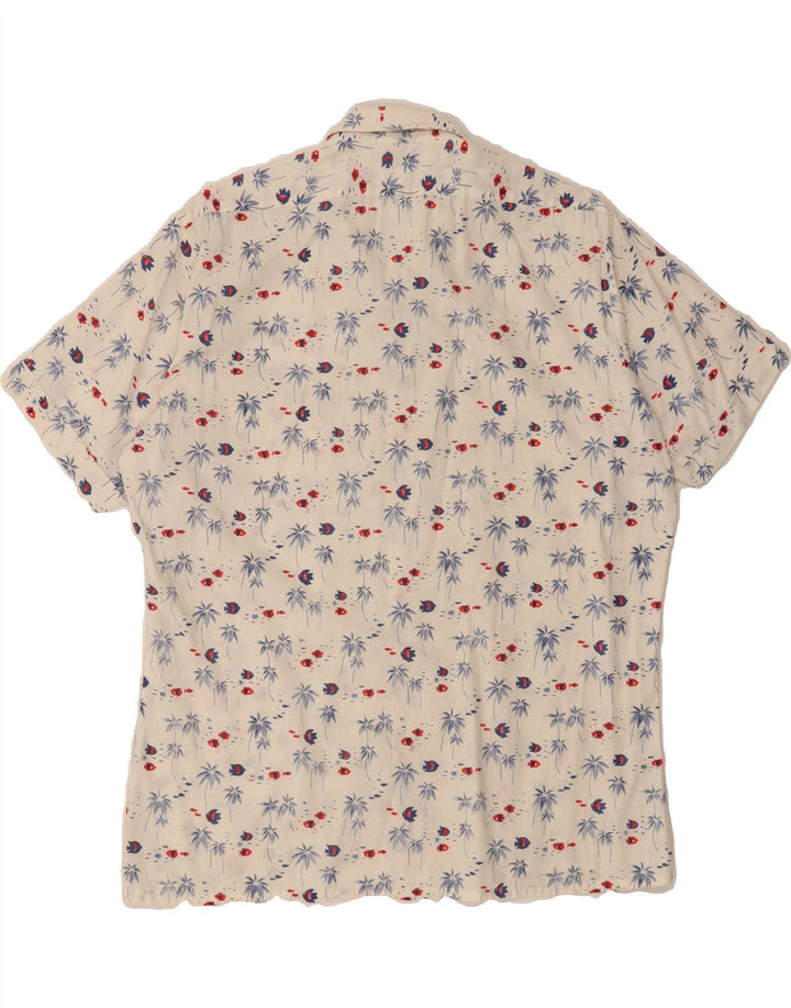 LEONARDO Mens Short Sleeve Shirt Size 41 Large White Cotton Hawaiian Vintage Leonardo and Second-Hand Leonardo from Messina Hembry 