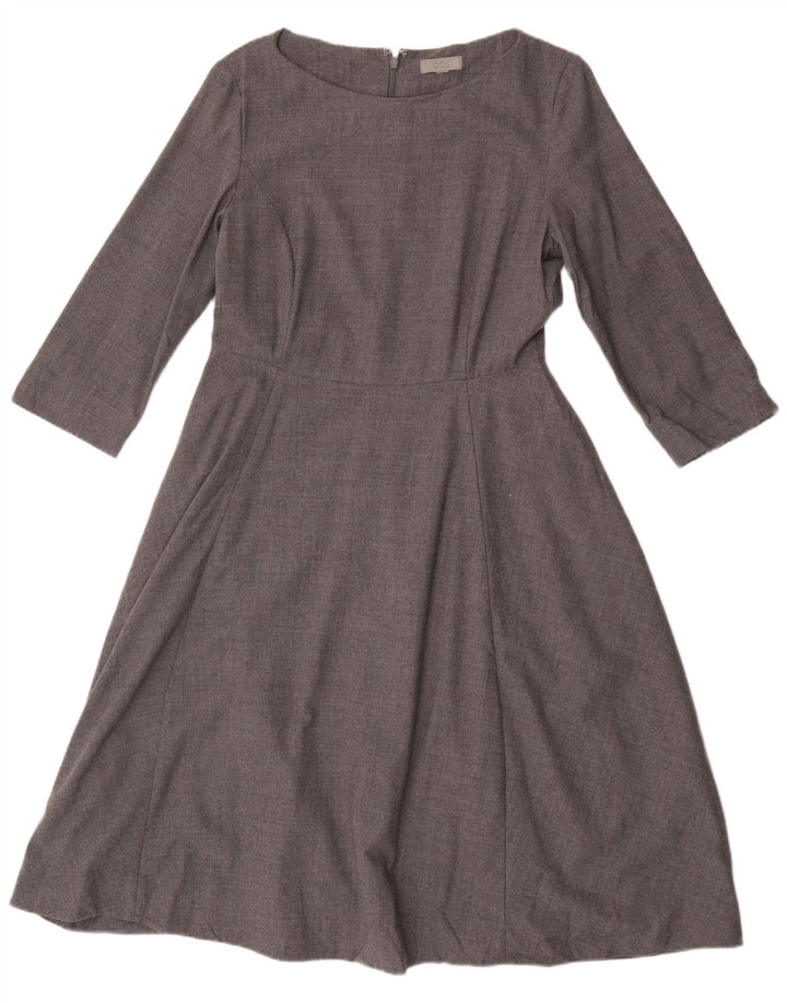 Cos Robe trapèze à manches 3/4 pour femme UK 42 en laine gris moyen
