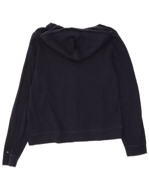 Tommy Hilfiger Pull à capuche zippé graphique pour garçon 12-13 ans Bleu marine Coton
