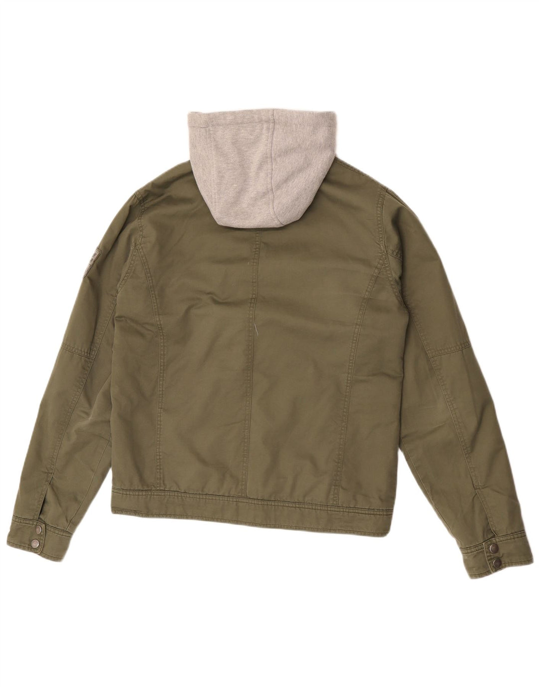 Guess Veste utilitaire à capuche graphique pour homme UK 38 Kaki moyen colour block