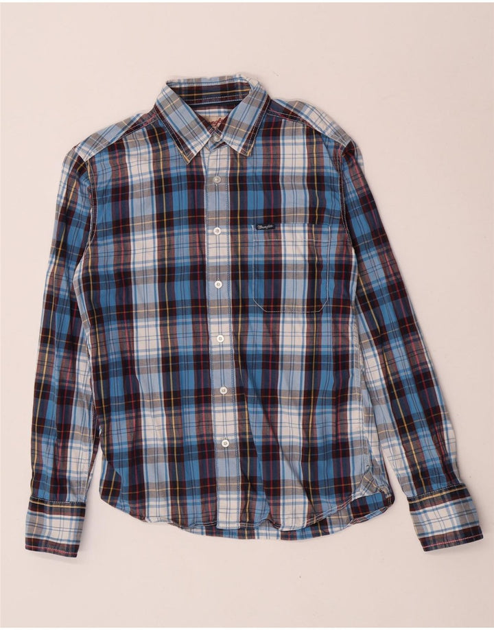 Wrangler Chemise en Flanelle Homme Bleu Moyen à Carreaux
