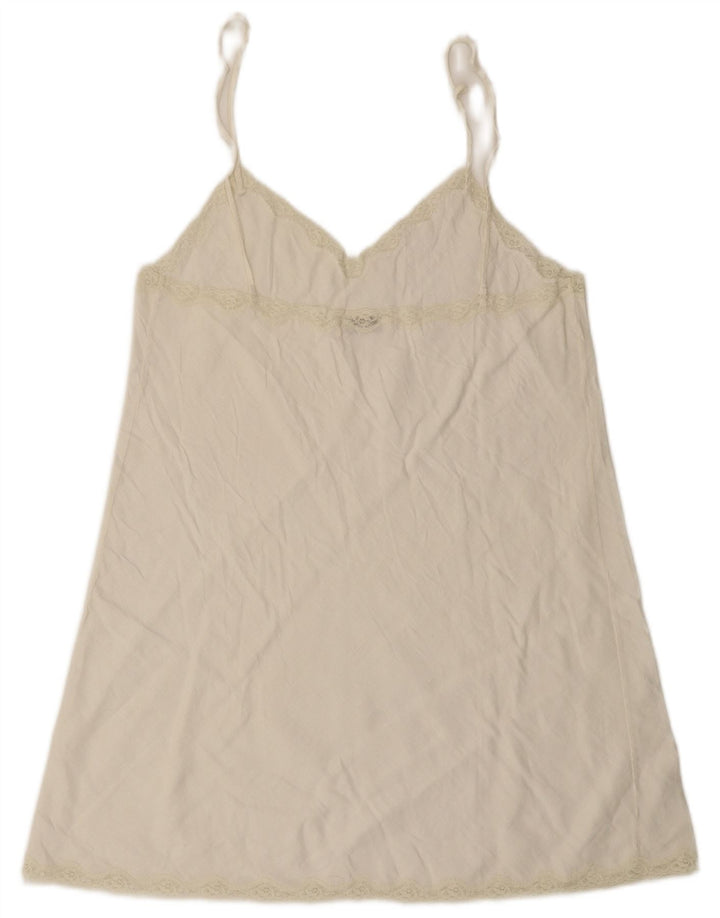 vintage Femmes Mini Slip Robe UK 10 Petit Blanc