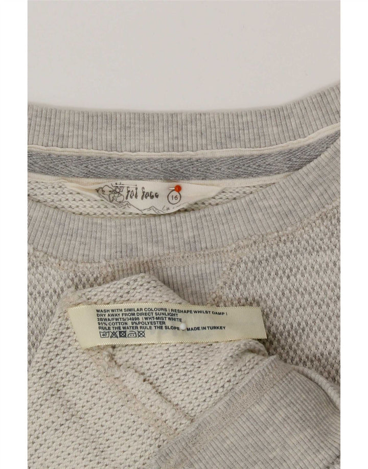 Fat Face Sweat-shirt pour femme UK 16 Large Gris Coton
