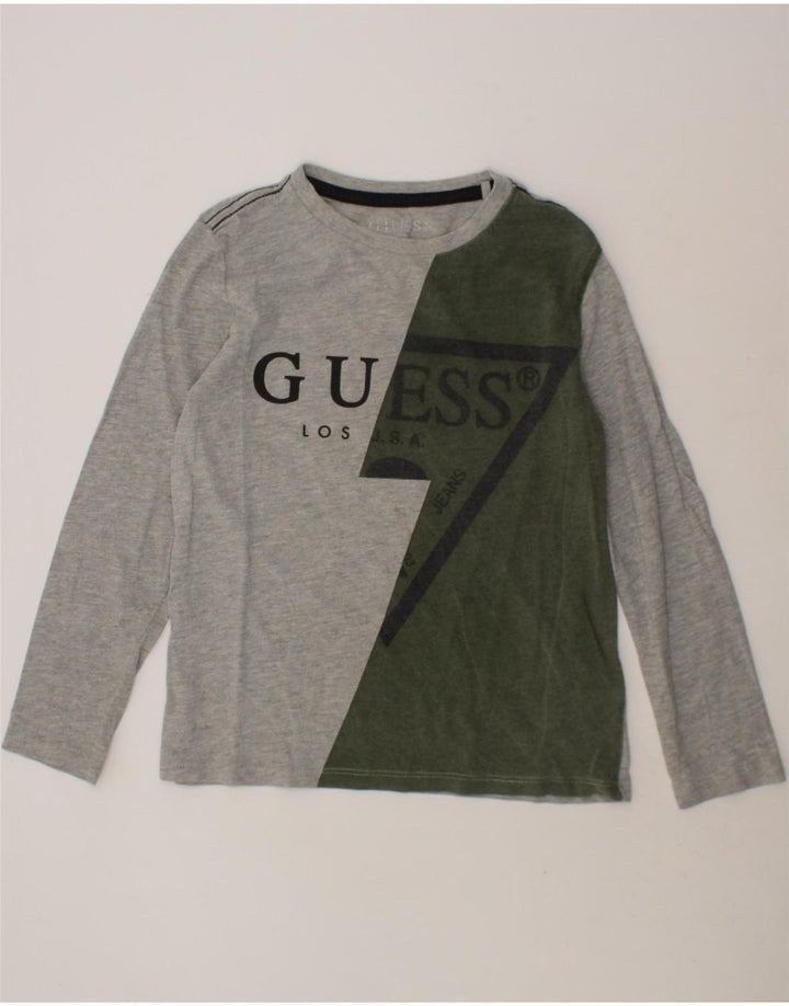 GUESS Boys Graphic Top Long Sleeve 6-7 Years Grey Colourblock Cotton Vintage Guess and Second-Hand Guess from Messina Hembry 