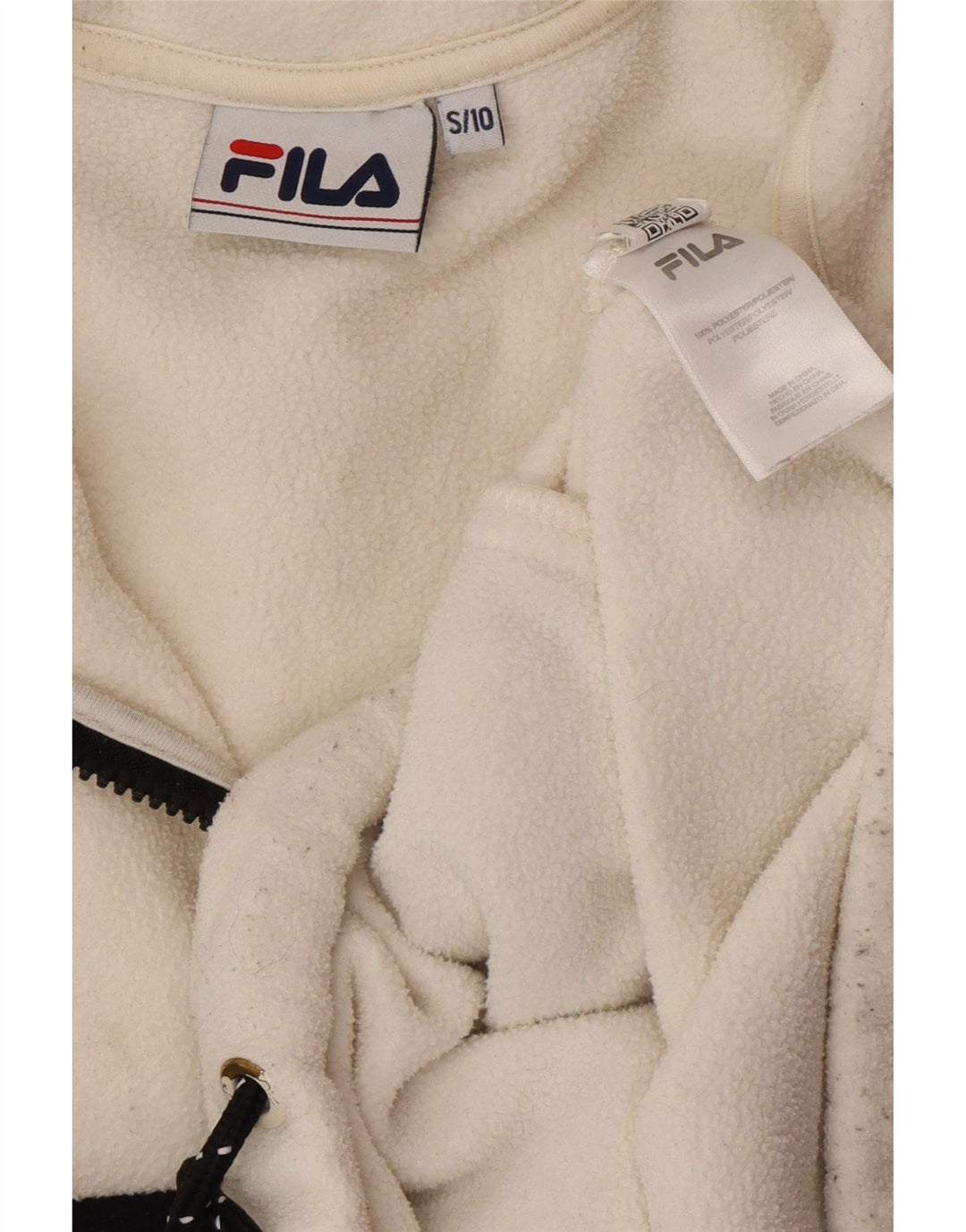 FILA Pull surdimensionné en polaire graphique pour femme UK 10 Small Blanc Colorblock