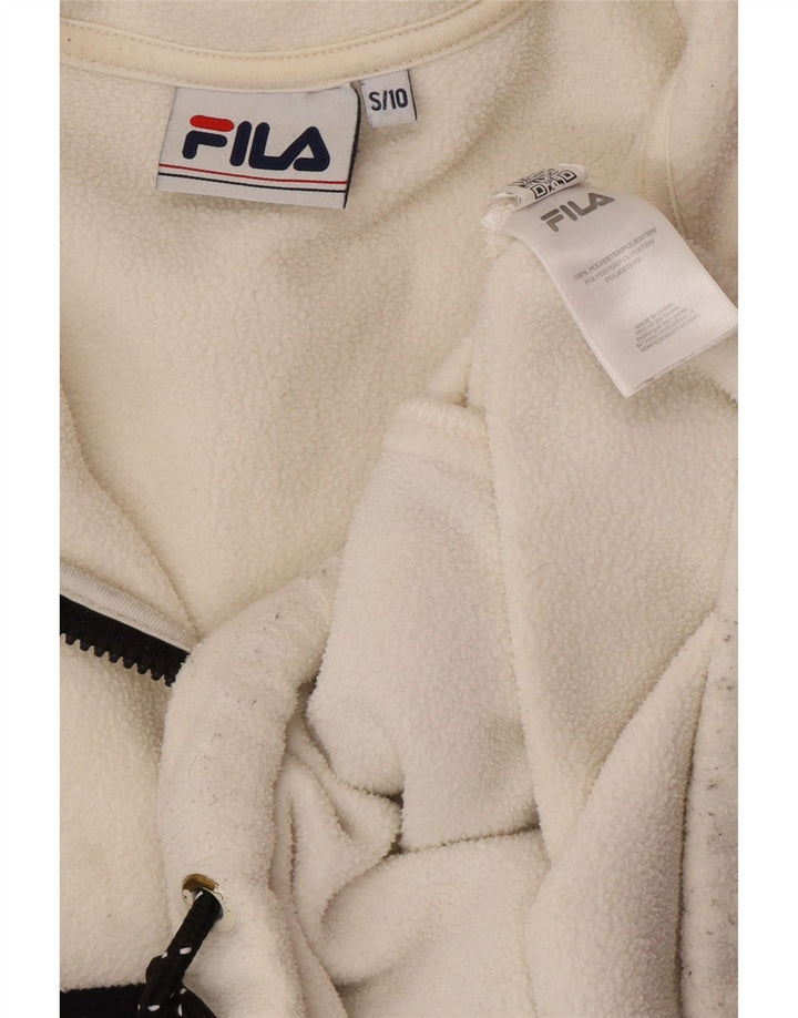 FILA Pull surdimensionné en polaire graphique pour femme UK 10 Small Blanc Colorblock
