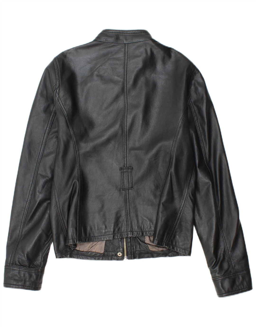 SANDRO FERRONE Veste en cuir femme UK 14 Grand cuir noir