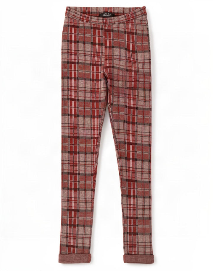 Topshop Leggings Graphiques Femme UK 8 Petit Carreau Rouge Polyester