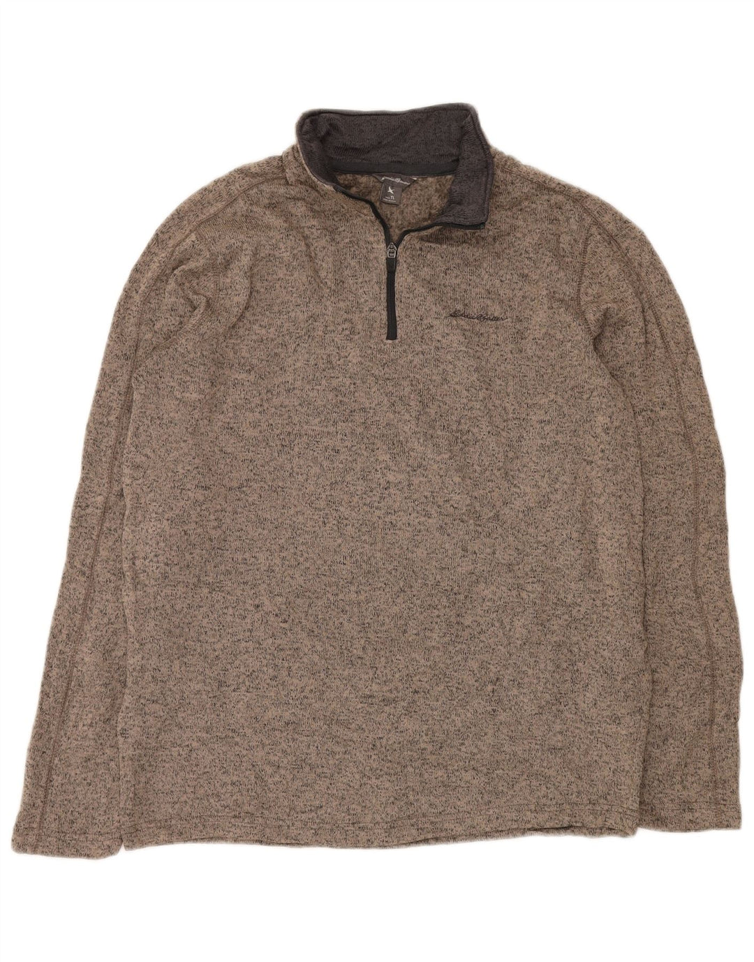 EDDIE BAUER Sweat-shirt à col zippé pour homme Grand polyester moucheté beige