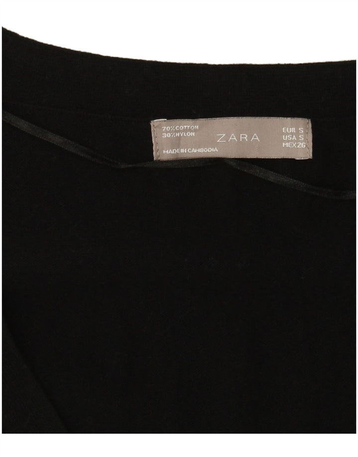 Zara Cardigan Femme Pull UK 8 Petit Noir
