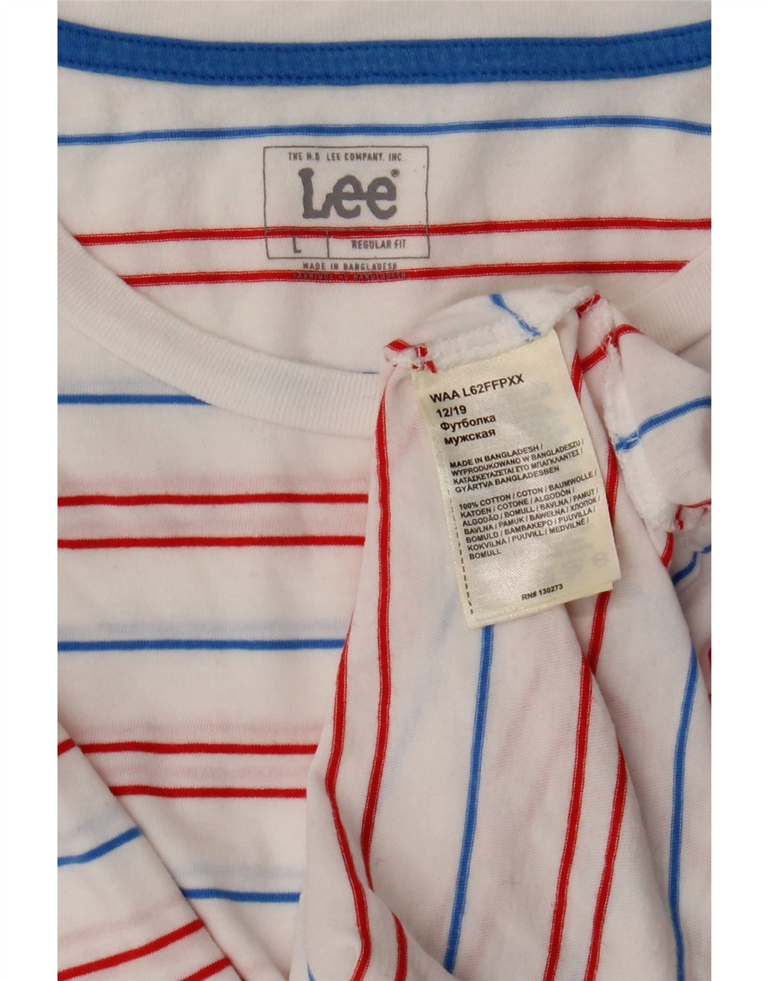 Lee T-shirt coupe classique pour homme en coton rayé blanc