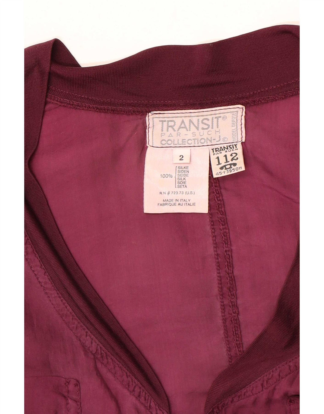 Transit Par Such Veste Bomber Courte Oversize Femme US 2 XS Violet Soie