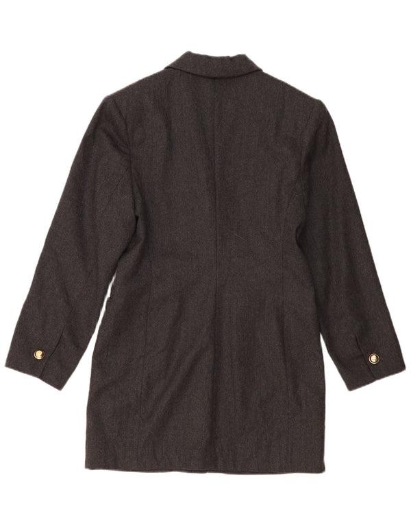 vintage Femmes Longline 1 Bouton Blazer Veste US 2 XS Gris Laine