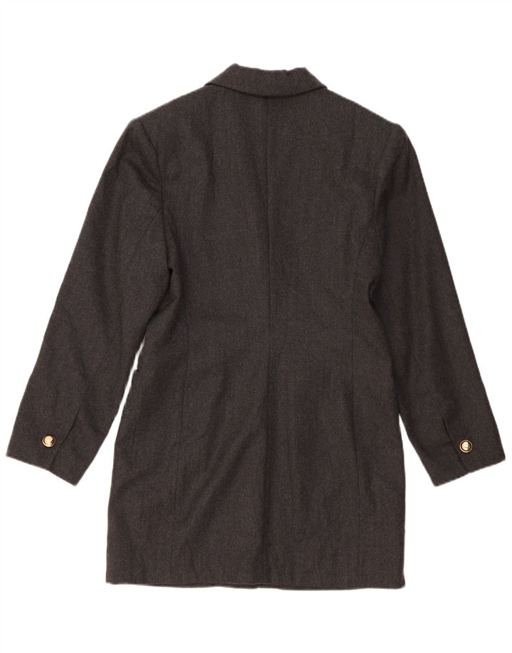 vintage Femmes Longline 1 Bouton Blazer Veste US 2 XS Gris Laine