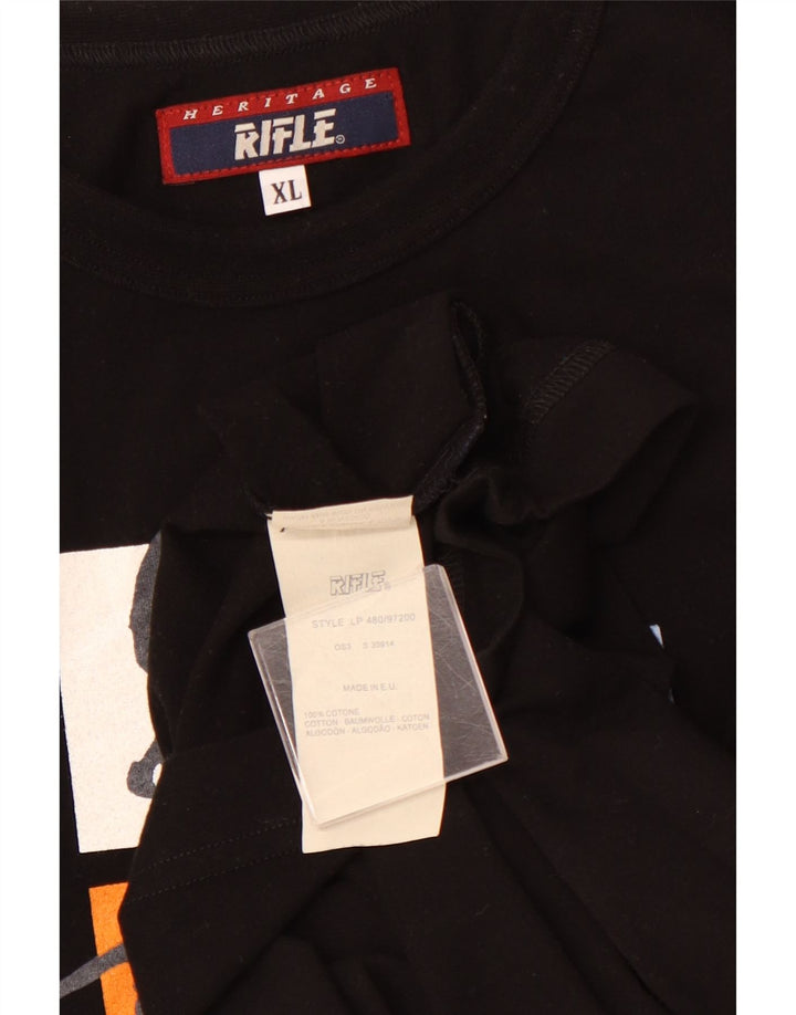 RIFLE T-Shirt Graphique Homme Haut XL Noir Coton
