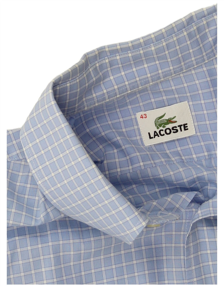 Lacoste Chemise à manches courtes pour hommes Taille 43 XL Bleu Check