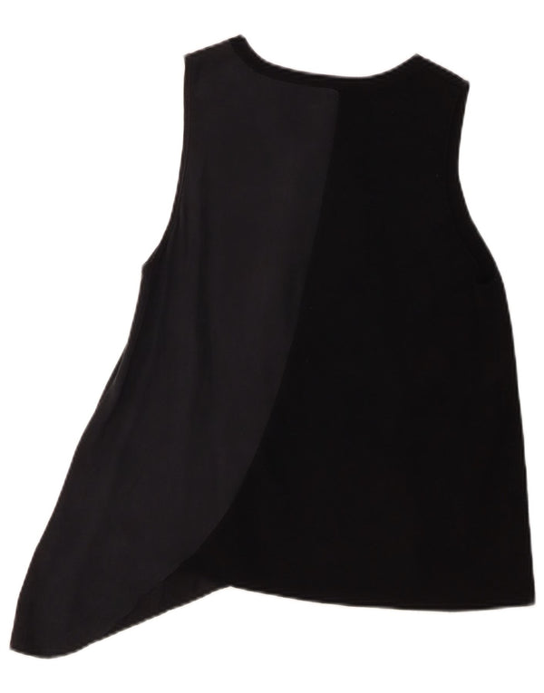 Zara Tunique asymétrique sans manches pour femme UK 10 Small Noir Colourblock