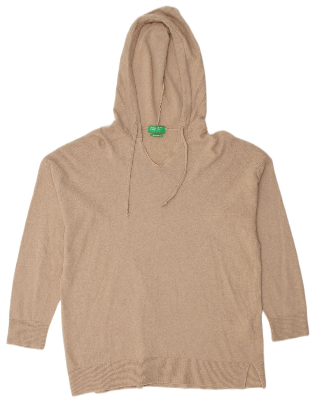 Benetton Pull à capuche pour femme UK 44 Beige moyen Polyamide
