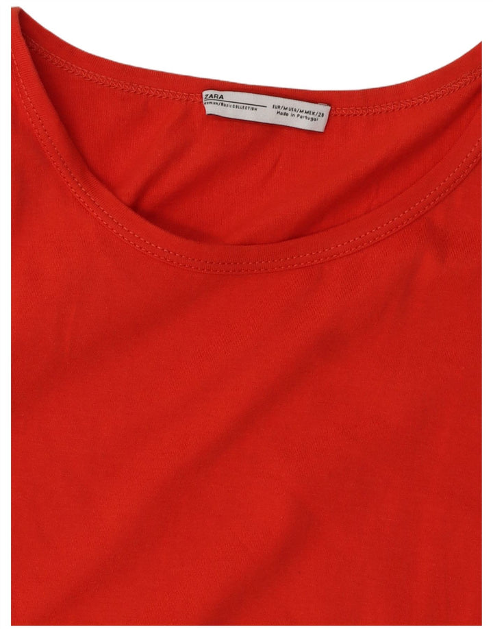 ZARA Womens Crop Batwing Blouse Top UK 12 Moyen Rouge Floral