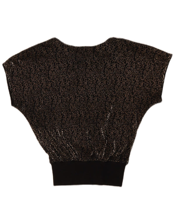 Diana Bentall's Womens Batwing Blouse Top UK 10 Petit Acrylique Floral Noir