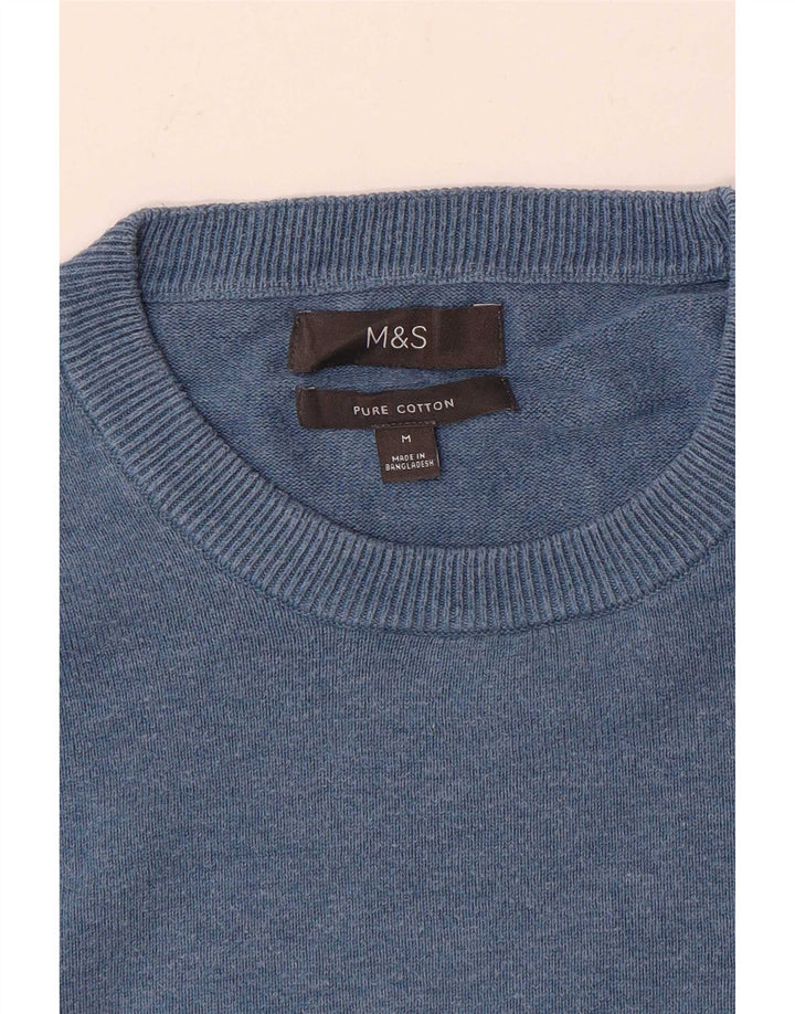 Marks & Spencer Pull Col Rond Homme Bleu Moyen Coton