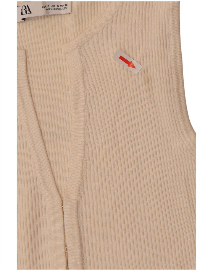 Zara Femme Cardigan Top UK 8 Small Viscose Blanc Cassé