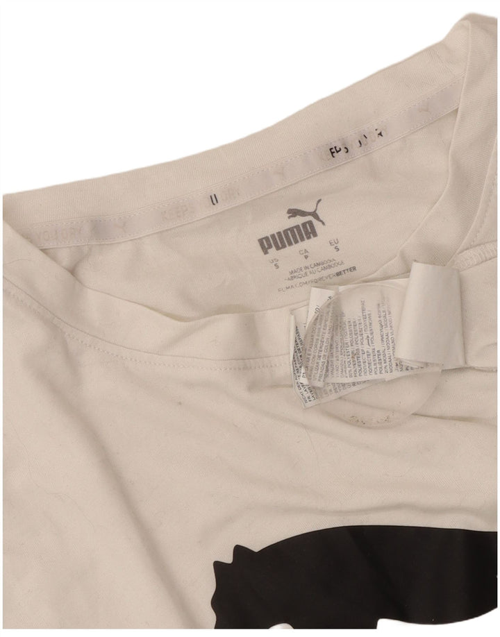 Puma T-shirt court graphique pour femme UK 10 Small Blanc Polyester