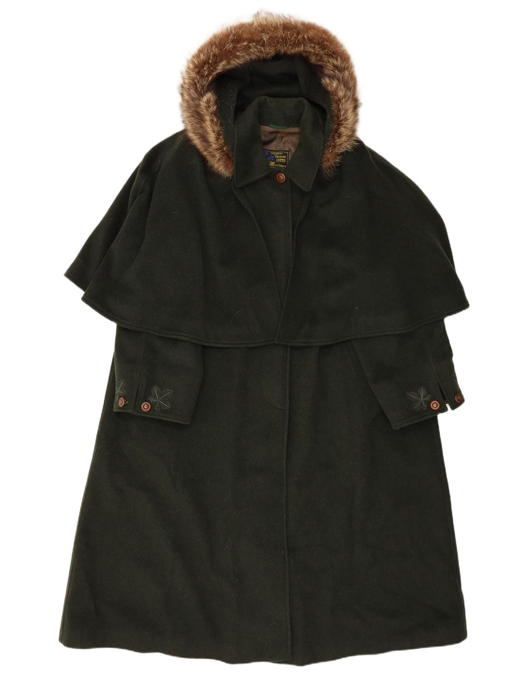 MOESSMER Manteau capelet surdimensionné à capuche pour femme IT 42 laine vert moyen