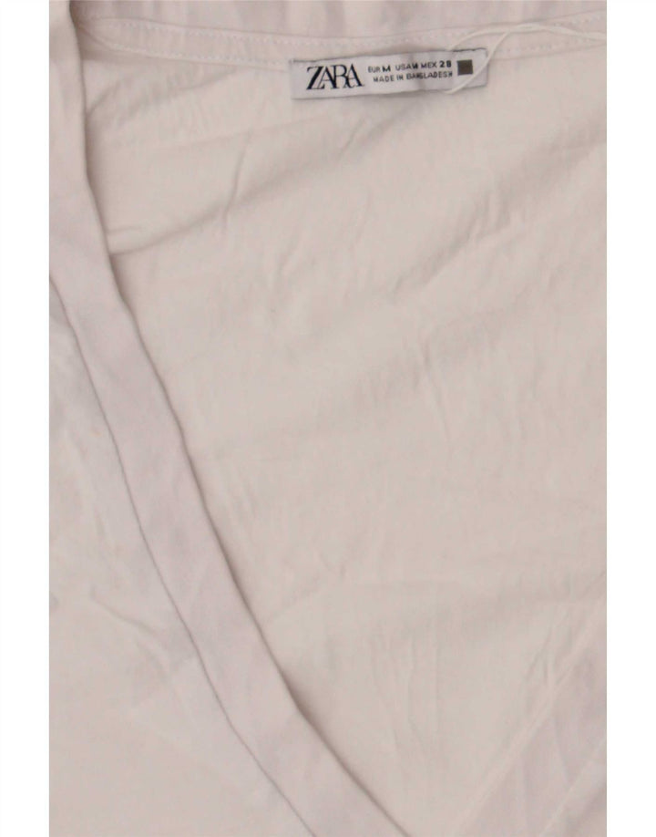 Zara Femme T-Shirt Top UK 14 Moyen Blanc