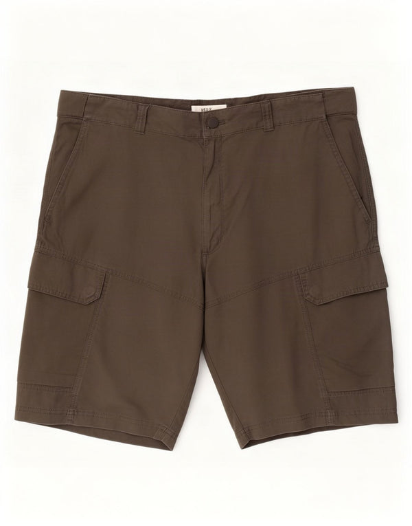 Marks & Spencer Short Cargo Homme W40 XL Kaki Coton