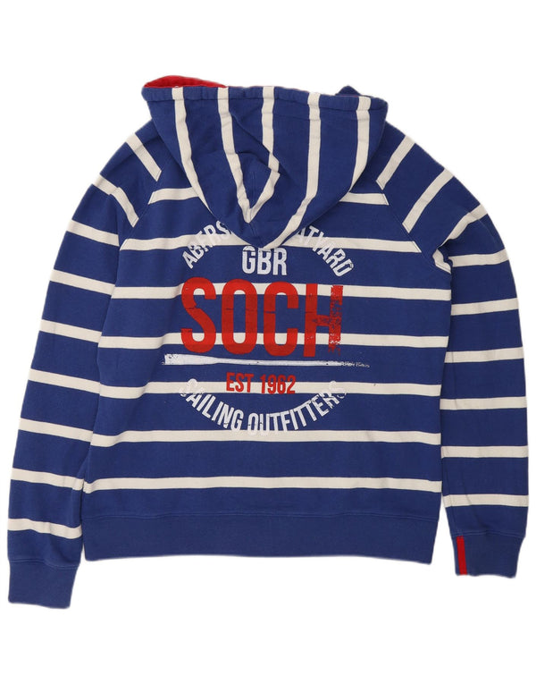Joules Pull à capuche graphique coupe régulière pour femme UK 16 Large Bleu Rayé