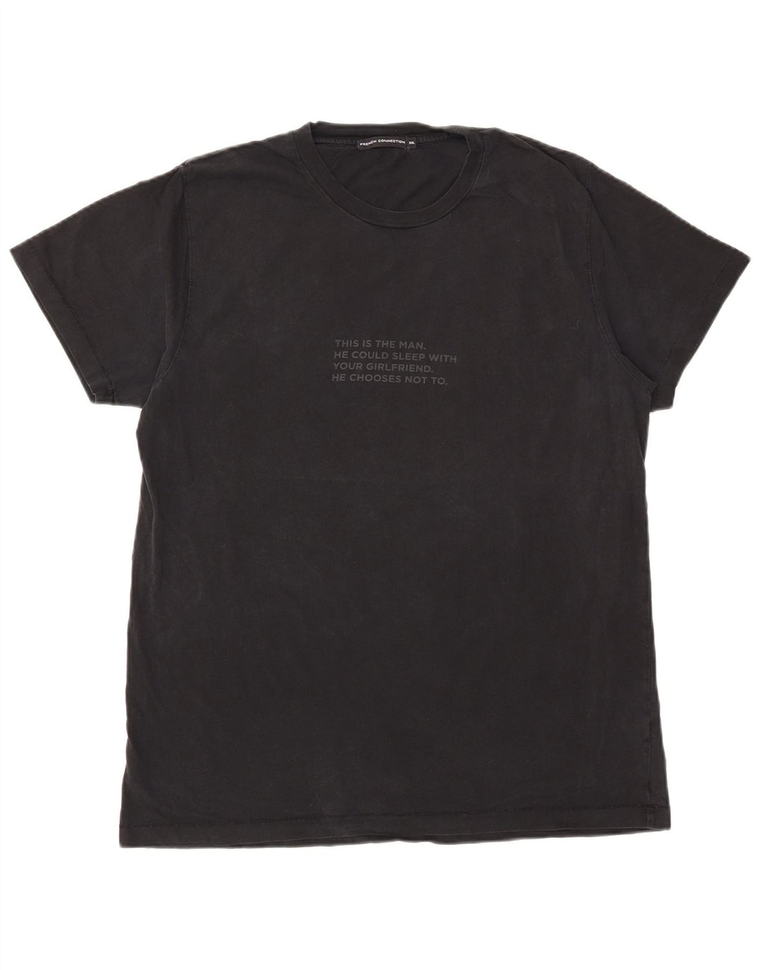 French Connection T-Shirt Graphique Homme Haut 2XL Noir Coton
