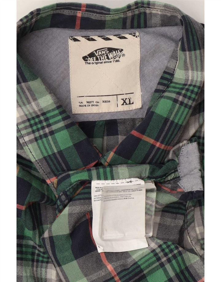 Vans Chemise en flanelle XL pour homme en coton à carreaux vert